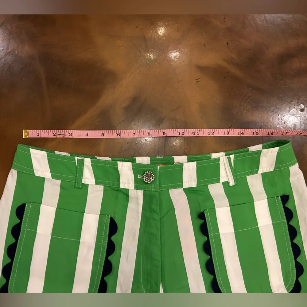 VILAGALLO - Raya Verde navy green striped patch pocket Pants NWT